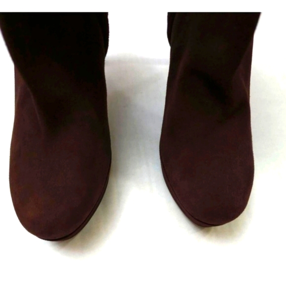 SAINT LAURENT 1595$ Brown Suede Jane Monogram Pointed Square toe Boots 38 - Picture 6 of 9